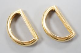 A modern pair of Cartier 750 yellow metal demi-lune cufflinks, each numbered 659650, 24mm, 12.5