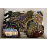 A collection of beadwork purses and bags from early 1900’s, including a W W I bead-worked purse