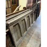 Four Victorian pine church panels, one with integral lectern, each 193 wide, height 85cm
