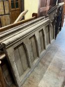 Four Victorian pine church panels, one with integral lectern, each 193 wide, height 85cm