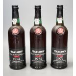 Three bottles of Taylors 1974 Port