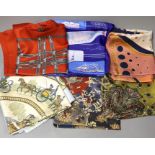 A boxed Hermes scarf, a boxed Tate Hockney / Pollock scarf, etc.(7)
