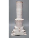 An unusual white glazed Studio pottery vase,44cms high,