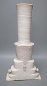 An unusual white glazed Studio pottery vase,44cms high,