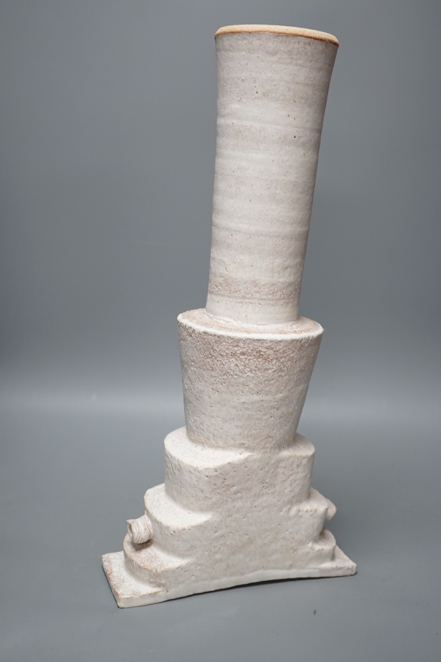 An unusual white glazed Studio pottery vase,44cms high, - Image 2 of 4