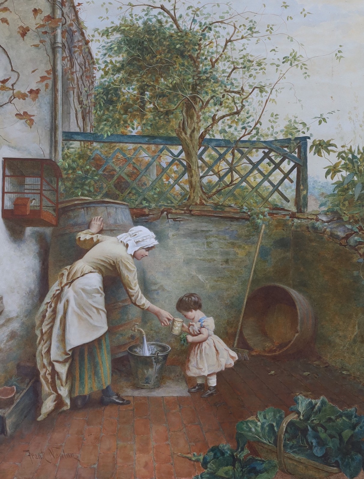 Frank Nowlan (1835-1919), pair of watercolours, Maid fetching water for an infant and Maid - Image 4 of 5
