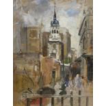 Hilda Chancellor Pope (1913-1976), watercolour and gouache, Entrance to London Bridge, signed, 42