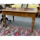 A Victorian oak and pollard oak writing table fitted two drawers opposed by dummy drawers width