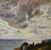 Carlo Wostry (Italian, 1865-1943), oil on panel, Coastal landscape, signed, 38 x 38cm