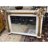 A Victorian carved giltwood and gesso overmantel mirror, width 122cm, height 91cm