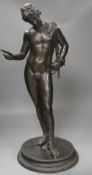 After the antique, a bronze figure of David,62 cms high,