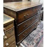 A George III banded oak chest of three drawers, width 96cm depth 54cm height 87cm