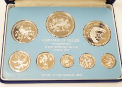A group of UK and Belize commemorative silver coins to include coinage of Belize Franklin mint proof