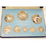 A group of UK and Belize commemorative silver coins to include coinage of Belize Franklin mint proof