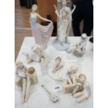 Seven various ceramic figures including Lladro, Nao and Doulton, tallest 33cm
