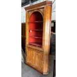 A George III pine barrel back standing corner cabinet, width 116cm depth 50cm height 220cm