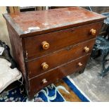 A small banded mahogany three drawer chest, width 89cm depth 41cm height 83cm