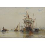 Frederick James Aldridge (1850-1933), watercolour, On The Thames, signed, 35 x 52cm.