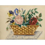 Victorian School, watercolour, Sketch of flowers in a basket, 15 x 19cm