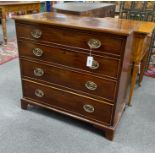 A small George III mahogany four drawer chest width 90cm, depth 48cm, height 86cm.