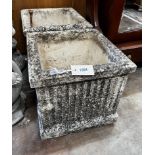 A pair of square reconstituted stone garden planters, width 35cm height 35cm