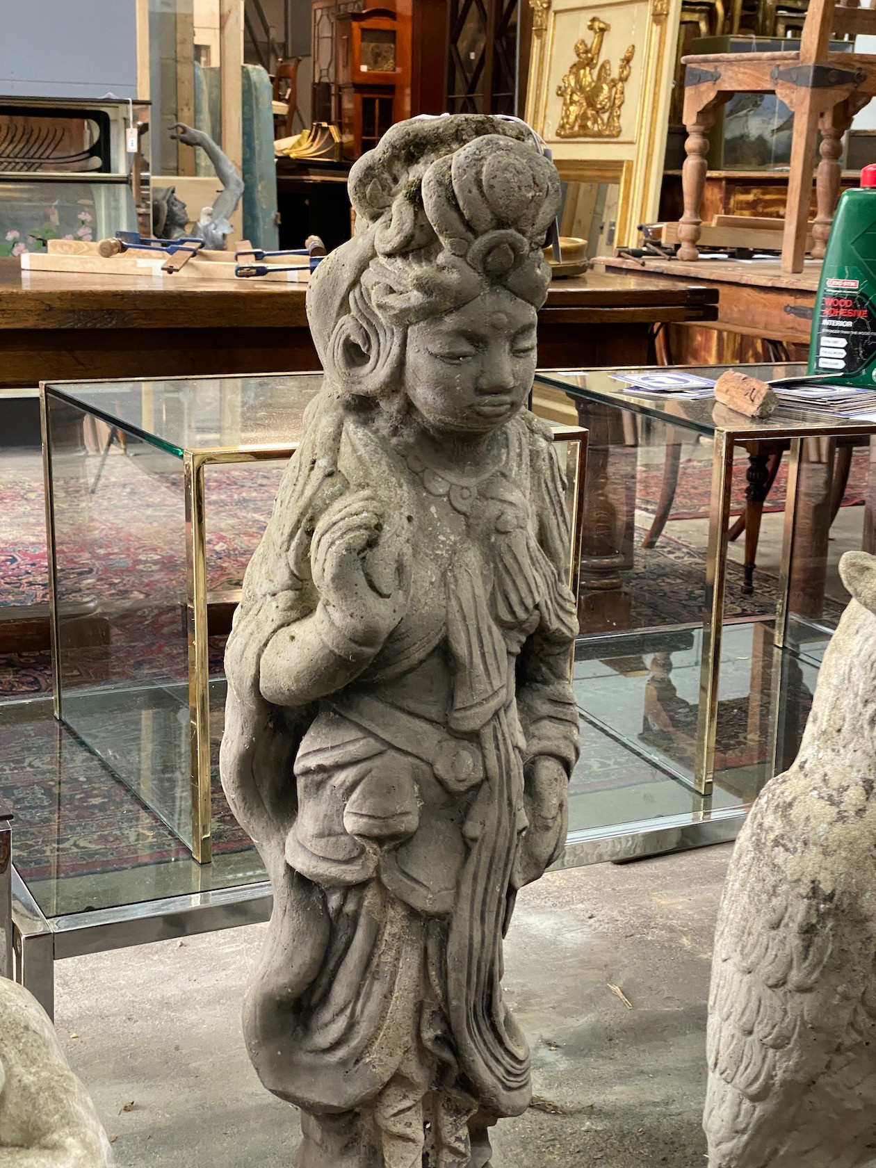 Two reconstituted stone garden statues, larger height 102cm - Image 3 of 3