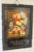 A Jacob & Co Biscuits advertising poster, in original Jacobs Biscuits frame, 52cms wide x 74cms high