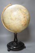 A Philip's 12 inch terrestrial globe on stand, 52cm