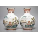 A pair of Chinese enamelled vases, 15cms high