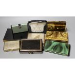 A collection of nine metal 1930’s and later ladies evening minaudière, two with handles, five