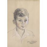 Olive Antrobus, pastel, Portrait of a boy, signed, 42 x 30cm