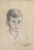 Olive Antrobus, pastel, Portrait of a boy, signed, 42 x 30cm