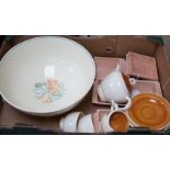 A Susie Cooper large bowl, a hors d'oeuvre set and a tea-for-two set