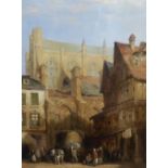 Lewis John Wood RI (1813-1901), oil on board, 'Church of St Nicolas, Rouen', signed verso and