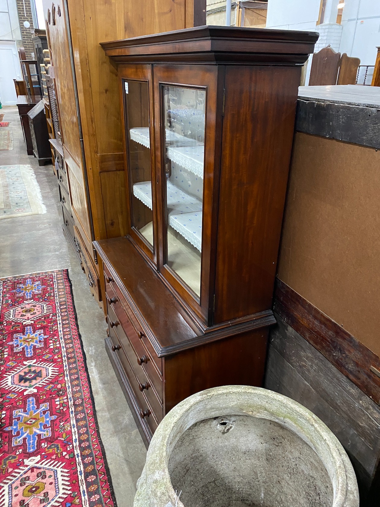 A Victorian mahogany chest with bookcase top, width 105cm depth 49cm height 173cm - Image 3 of 3