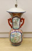 A large Japanese vase converted to a lamp,66 cms high,