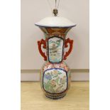 A large Japanese vase converted to a lamp,66 cms high,