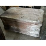 A large Victorian rectangular pine trunk, width 120cm depth 69cm height 53cm