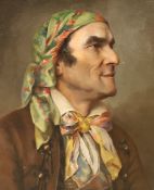 Late 19th century French School, oil on canvas, Portrait of a gentleman wearing a headscarf, 55 x