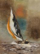 M.A. Willi, oil on board, Yacht at sea, signed, 45 x 35cm