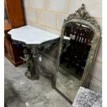 A 19th century French marble topped giltwood and gesso console table, width 92cm depth 53cm height