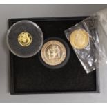 A Jamaica 1972 10th anniversary of independence proof gold $20, an Edward VII gold half sovereign