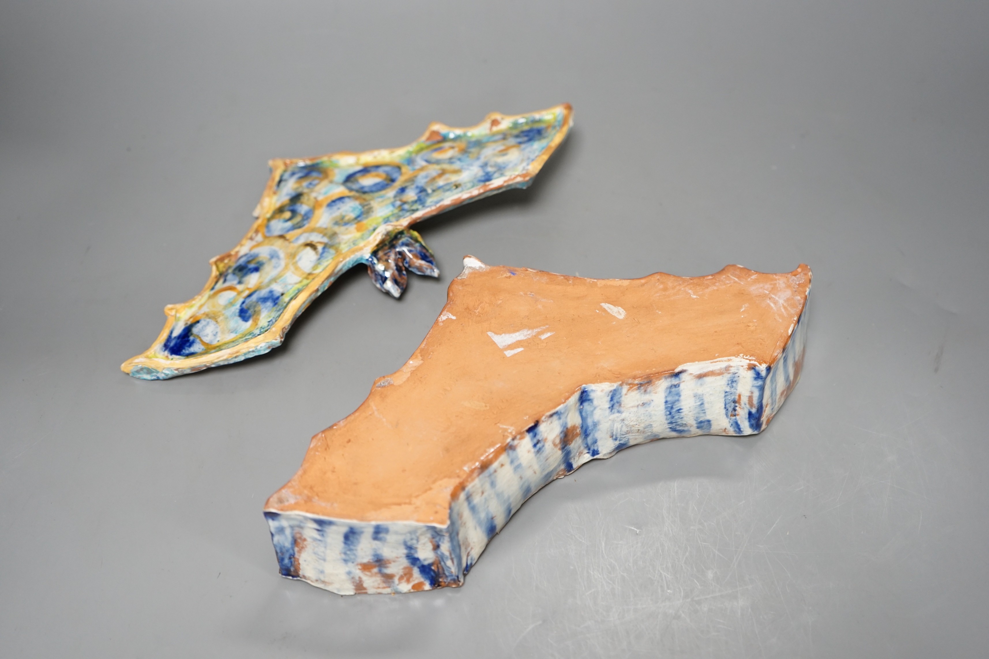 Ann Stokes (1922-2014), a bat shaped pottery box and cover,29cm wide, - Image 4 of 4