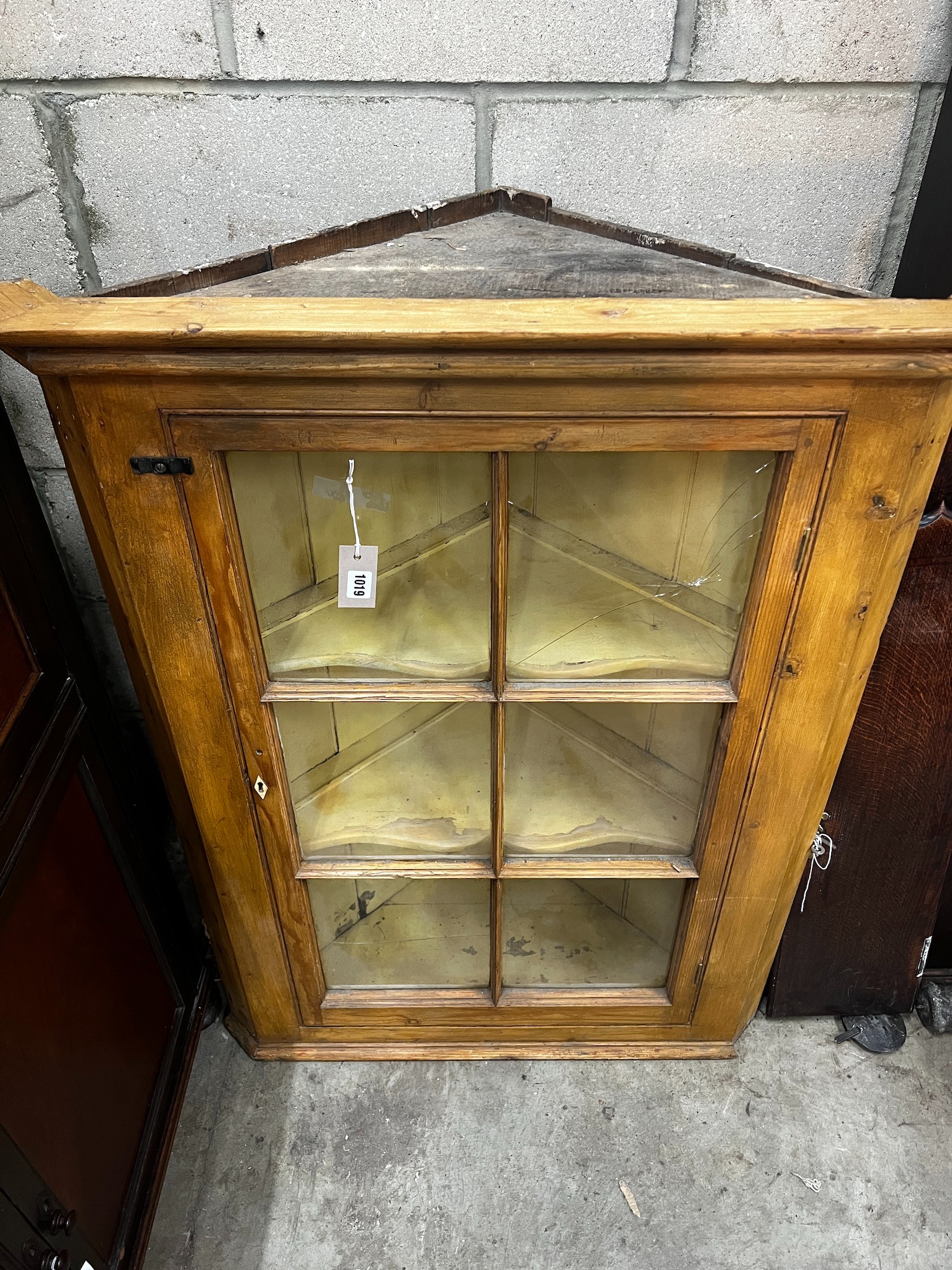 A Victorian pine hanging corner cabinet, width 85cm depth 47cm height 108cm - Image 2 of 2