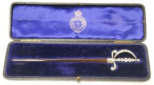 An early 20th century white metal and paste mounted tortoiseshell model of a court sword, 17.7cm, in