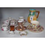 A group of continental porcelain, to include Meissen, Dresden etc. cups, trinkets, jugs, and