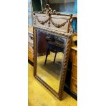 A late 19th century French giltwood and composition pier glass, width 75cm, height 134cm