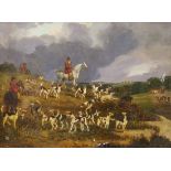 After Henry Alken, overpainted print, Hunting scene, 24 x 32cm