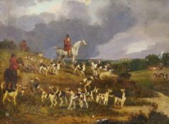 After Henry Alken, overpainted print, Hunting scene, 24 x 32cm