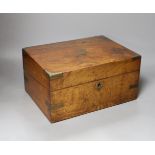 A Victorian brass bound walnut writing box, 29.5cm wide